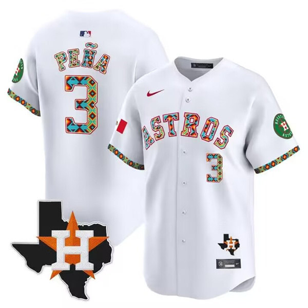 Men's Houston Astros #3 Jeremy Peña White Mexico Vapor Premier Limited Stitched Baseball Jersey